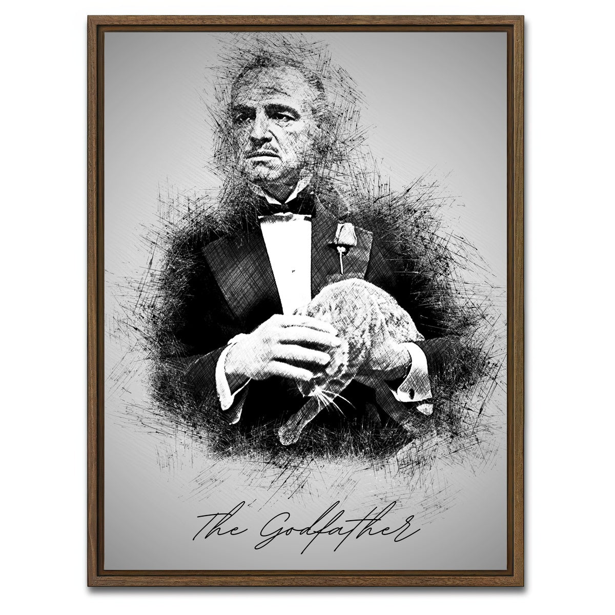 AUTO-MOCKUP WHITE | The Godfather Sketch | 1 Piece | Walnut Framed Canvas | group=3x4