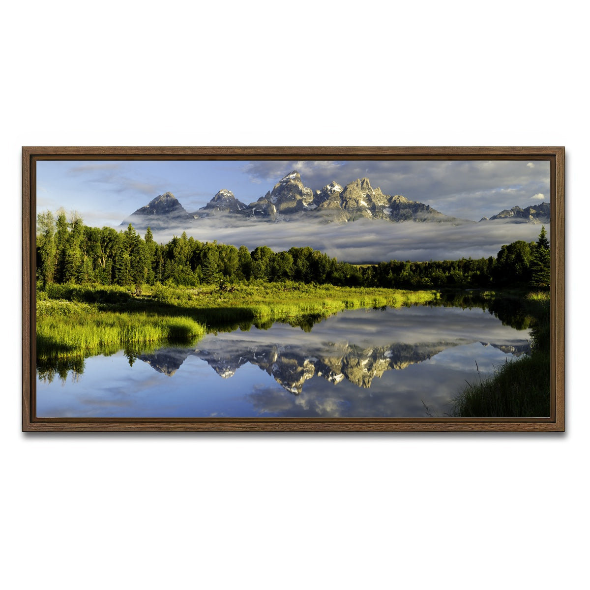 AUTO-MOCKUP WHITE | The Grand Tetons | 1 Piece | Walnut Framed Canvas | group=2x1