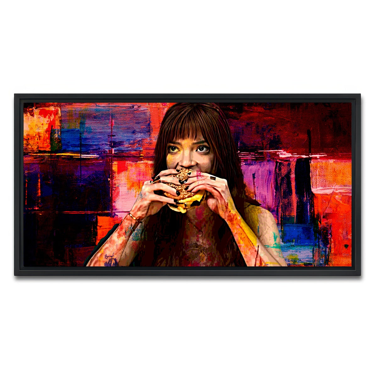 AUTO-MOCKUP WHITE | The Menu Cheeseburger | 1 Piece | Black Framed Canvas | group=2x1