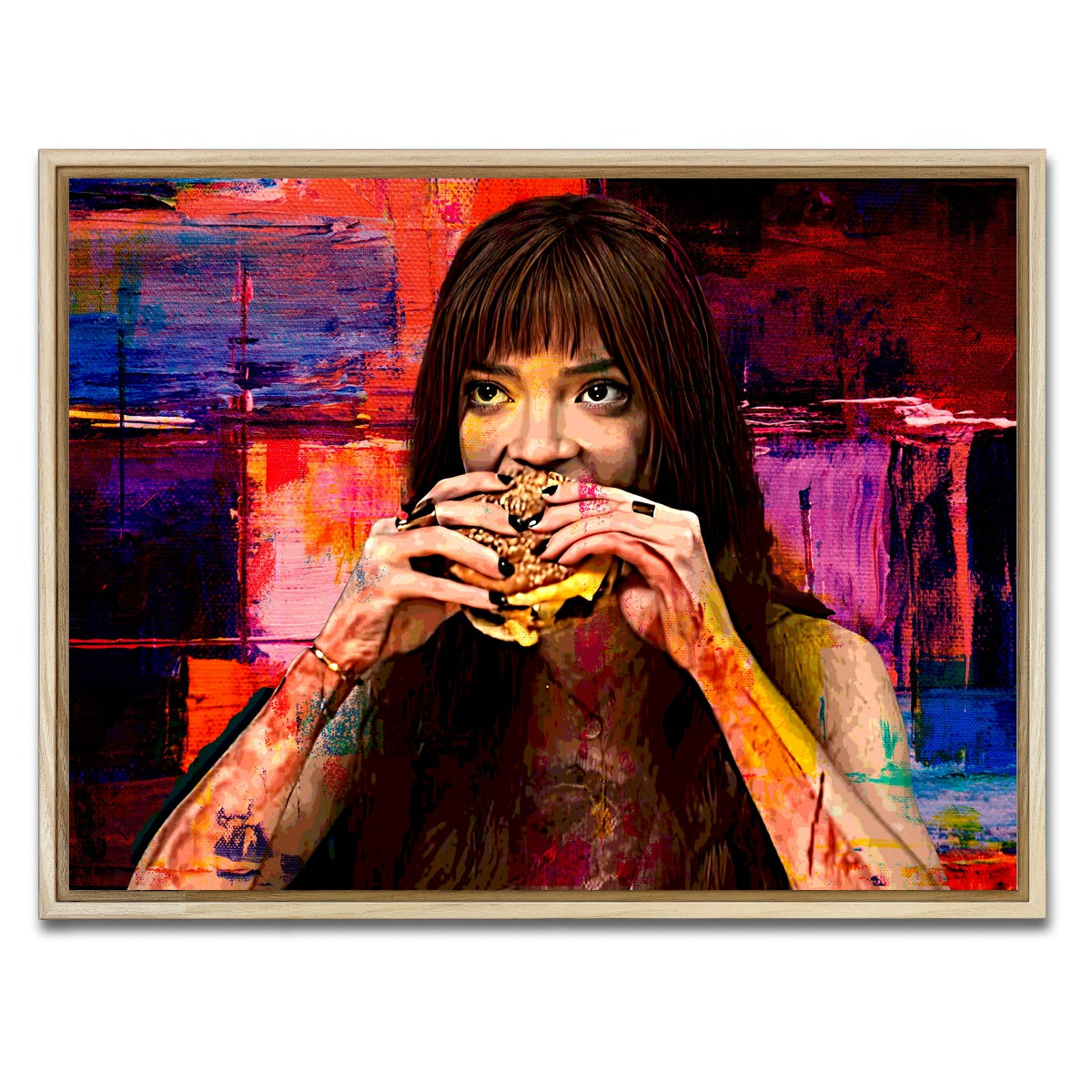 AUTO-MOCKUP WHITE | The Menu Cheeseburger | 1 Piece | Natural Framed Canvas | group=4x3