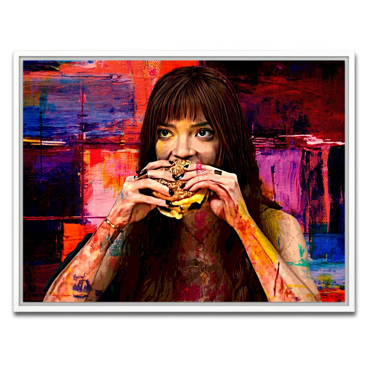 AUTO-MOCKUP WHITE | The Menu Cheeseburger | 1 Piece | White Framed Canvas | group=4x3