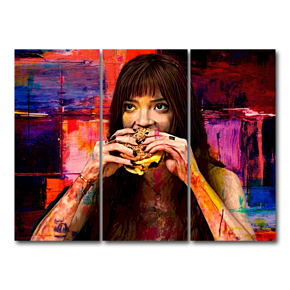 AUTO-MOCKUP WHITE | The Menu Cheeseburger | 3 Piece | Gallery Wrap Canvas | group=8x18