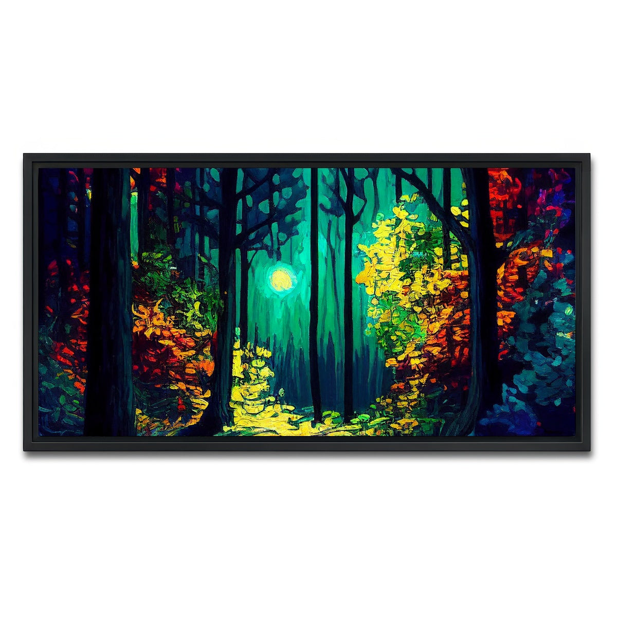AUTO-MOCKUP WHITE | The Moon Through The Forest | 1 Piece | Black Framed Canvas | group=2x1