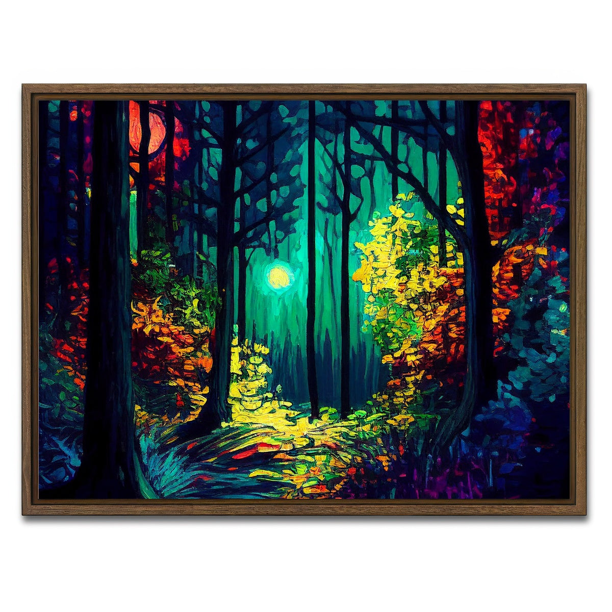AUTO-MOCKUP WHITE | The Moon Through The Forest | 1 Piece | Walnut Framed Canvas | group=4x3