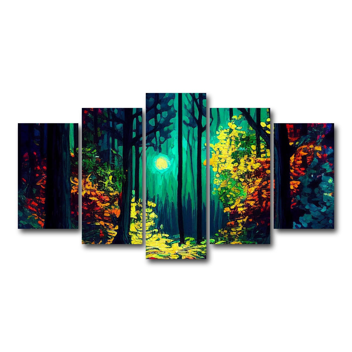 AUTO-MOCKUP WHITE | The Moon Through The Forest | 5 Piece | Gallery Wrap Canvas | group=5_normal