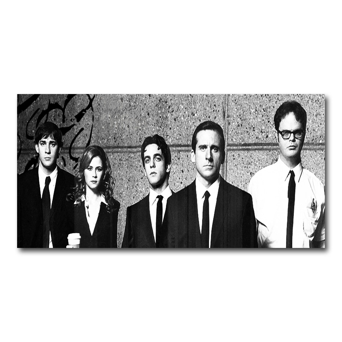 AUTO-MOCKUP WHITE | The Office Grayscale | 1 Piece | Gallery Wrap Canvas | group=2x1