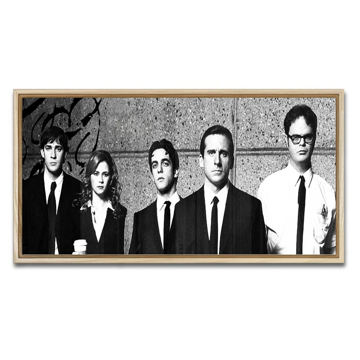 AUTO-MOCKUP WHITE | The Office Grayscale | 1 Piece | Natural Framed Canvas | group=2x1