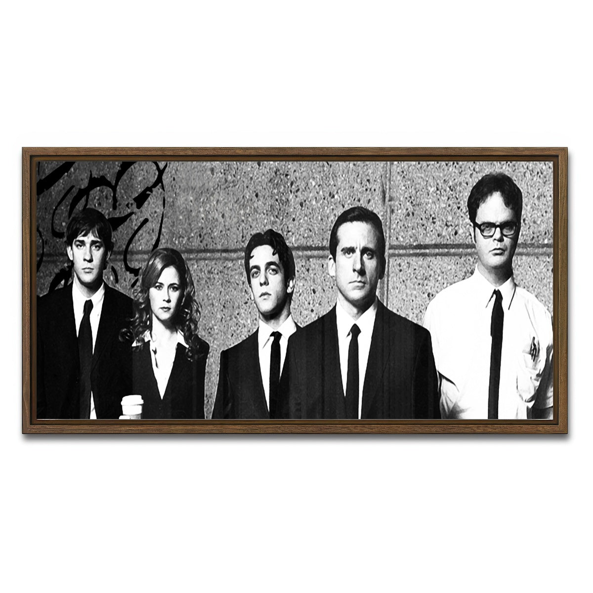 AUTO-MOCKUP WHITE | The Office Grayscale | 1 Piece | Walnut Framed Canvas | group=2x1