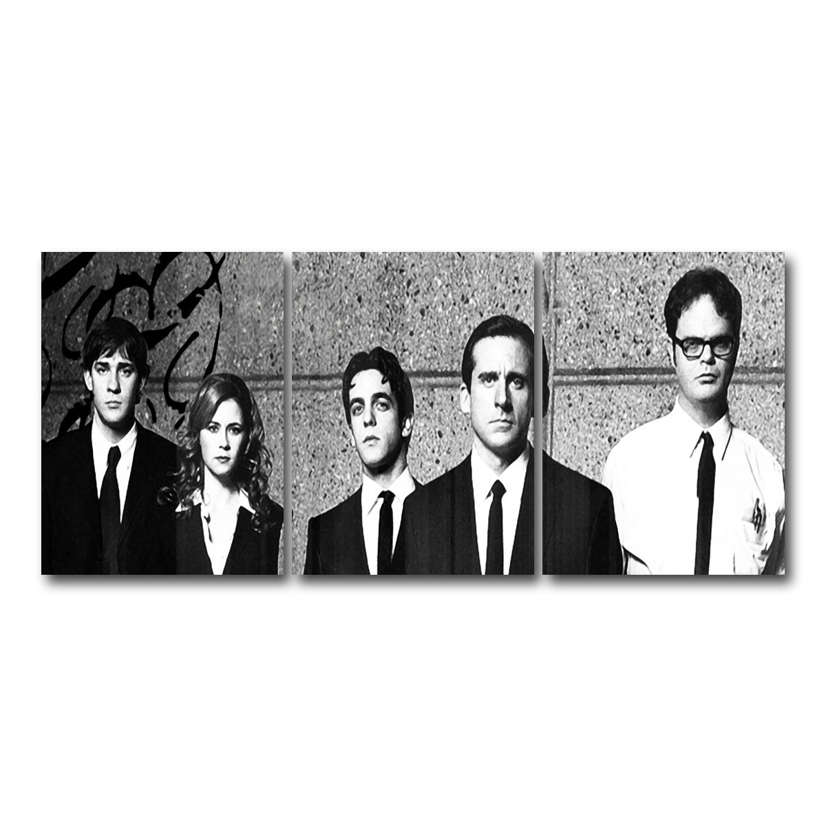 AUTO-MOCKUP WHITE | The Office Grayscale | 3 Piece | Gallery Wrap Canvas | group=18x24