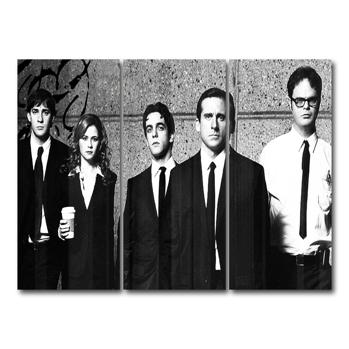 AUTO-MOCKUP WHITE | The Office Grayscale | 3 Piece | Gallery Wrap Canvas | group=8x18
