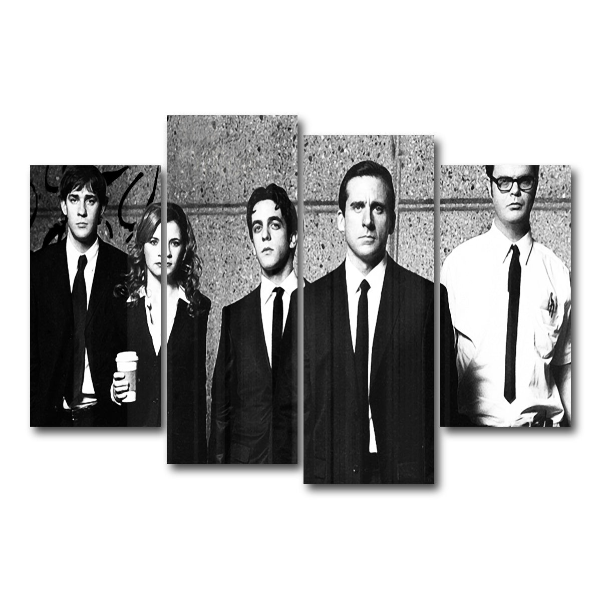 AUTO-MOCKUP WHITE | The Office Grayscale | 4 Piece | Gallery Wrap Canvas | group=4_short