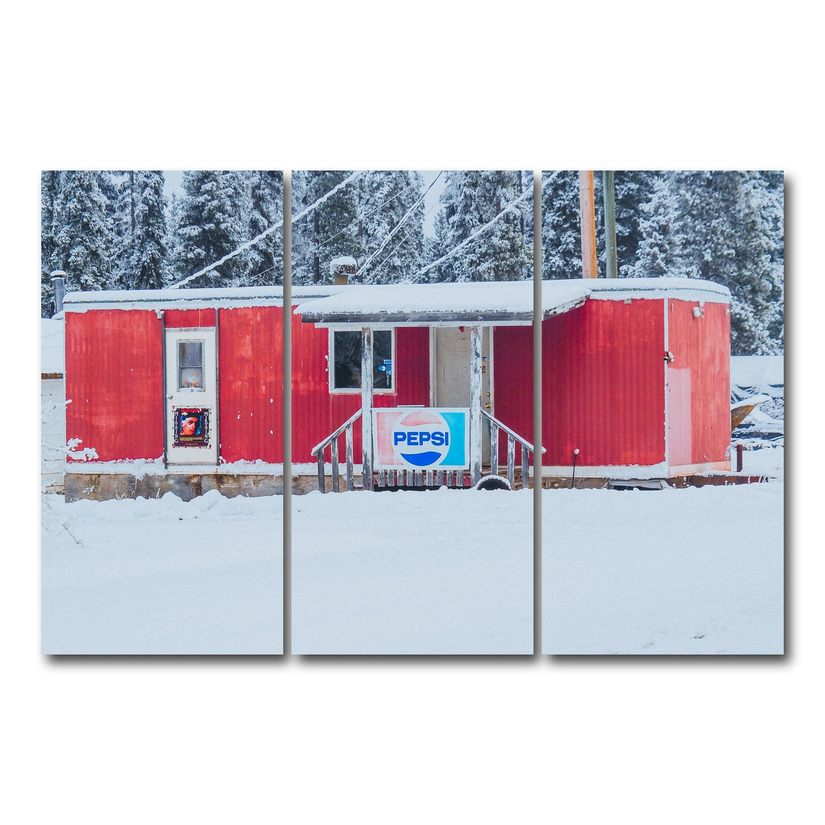 AUTO-MOCKUP WHITE | The Old Red Trailer | 3 Piece | Gallery Wrap Canvas | group=12x24