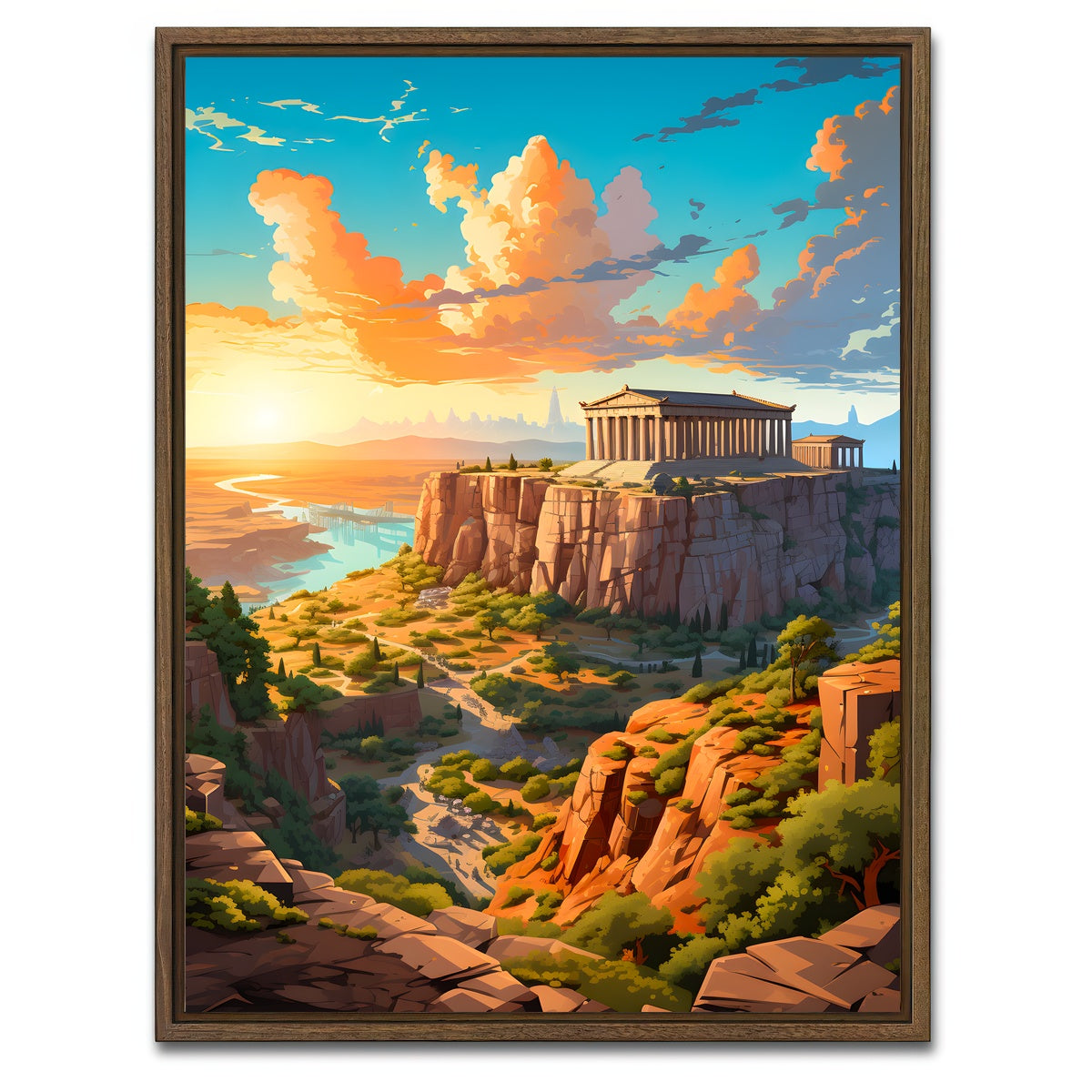 AUTO-MOCKUP WHITE | The Parthenon - Athens | 1 Piece | Walnut Framed Canvas | group=3x4