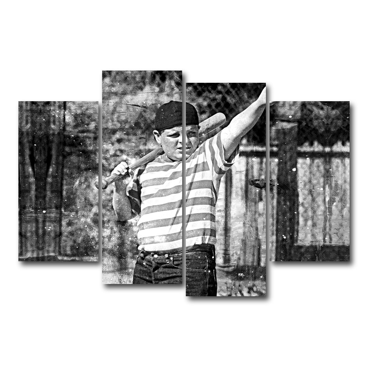AUTO-MOCKUP WHITE | The Sandlot Grayscale | 4 Piece | Gallery Wrap Canvas | group=4_short