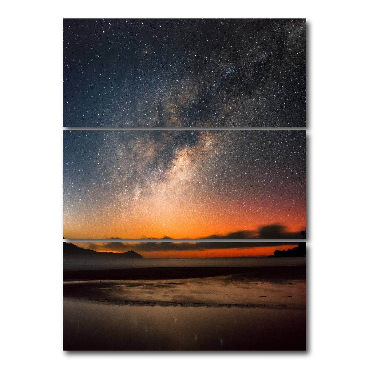 AUTO-MOCKUP WHITE | The Sea & Milky Way | 3 Piece | Gallery Wrap Canvas | group=8x18_stacked