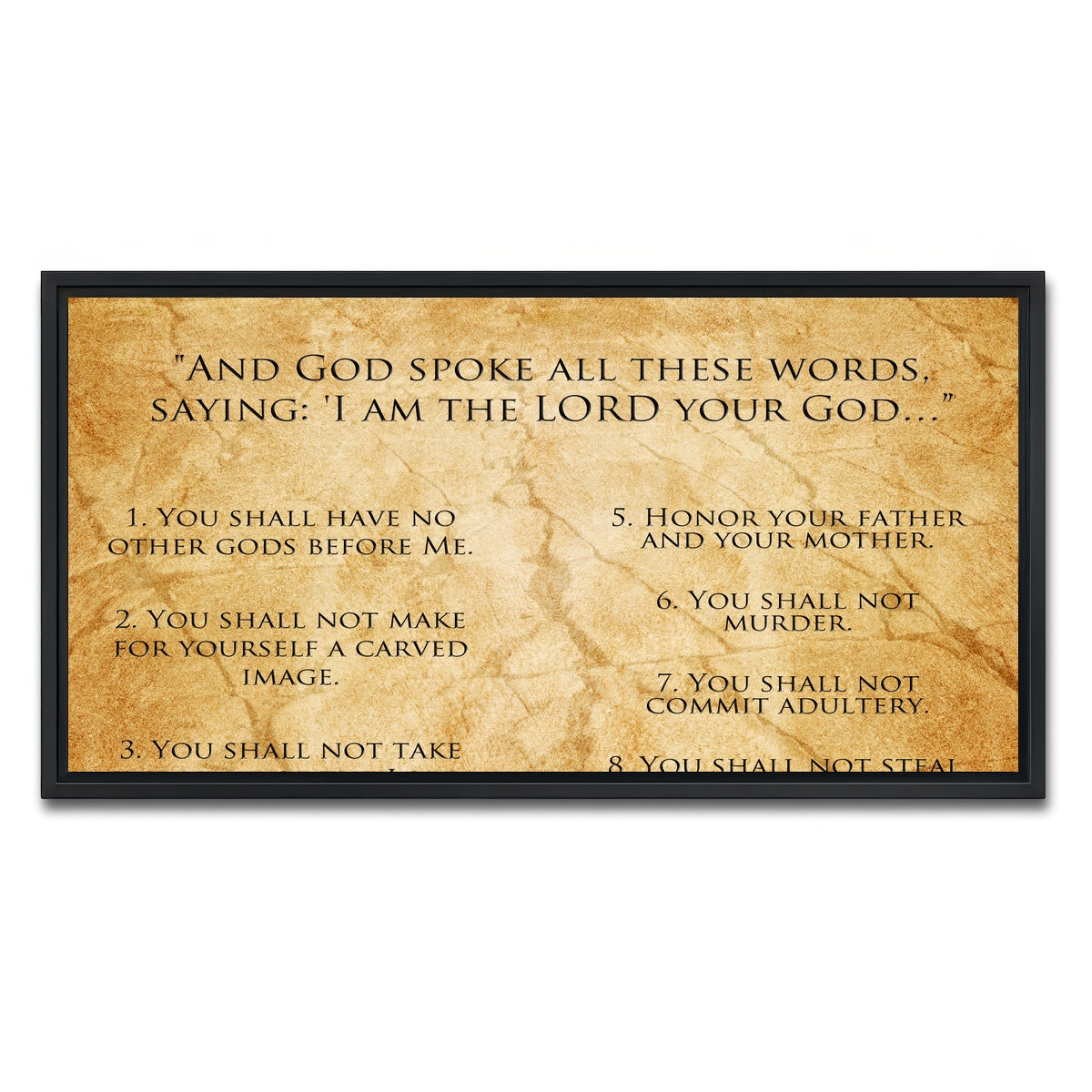AUTO-MOCKUP WHITE | The Ten Commandments | 1 Piece | Black Framed Canvas | group=2x1