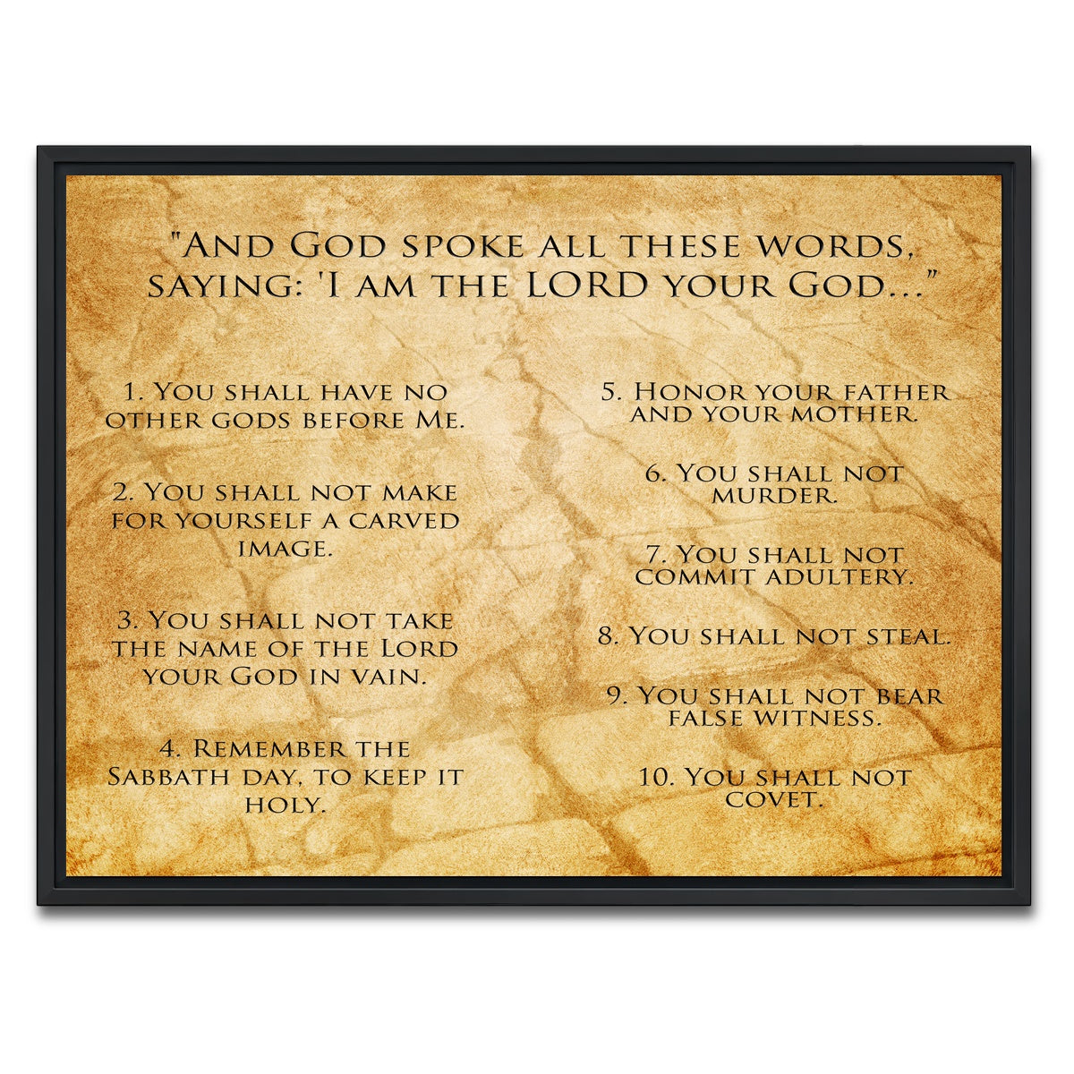 AUTO-MOCKUP WHITE | The Ten Commandments | 1 Piece | Black Framed Canvas | group=4x3