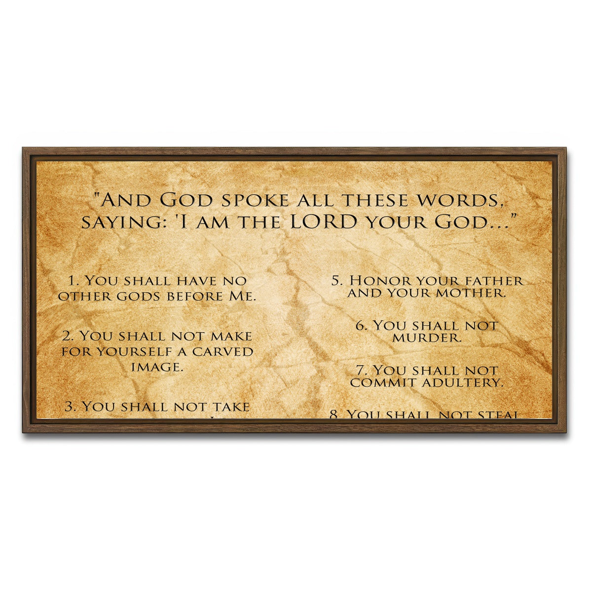 AUTO-MOCKUP WHITE | The Ten Commandments | 1 Piece | Walnut Framed Canvas | group=2x1