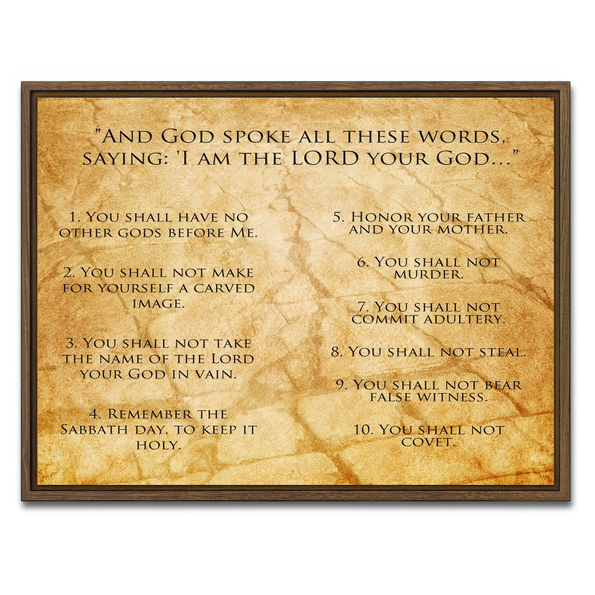 AUTO-MOCKUP WHITE | The Ten Commandments | 1 Piece | Walnut Framed Canvas | group=4x3