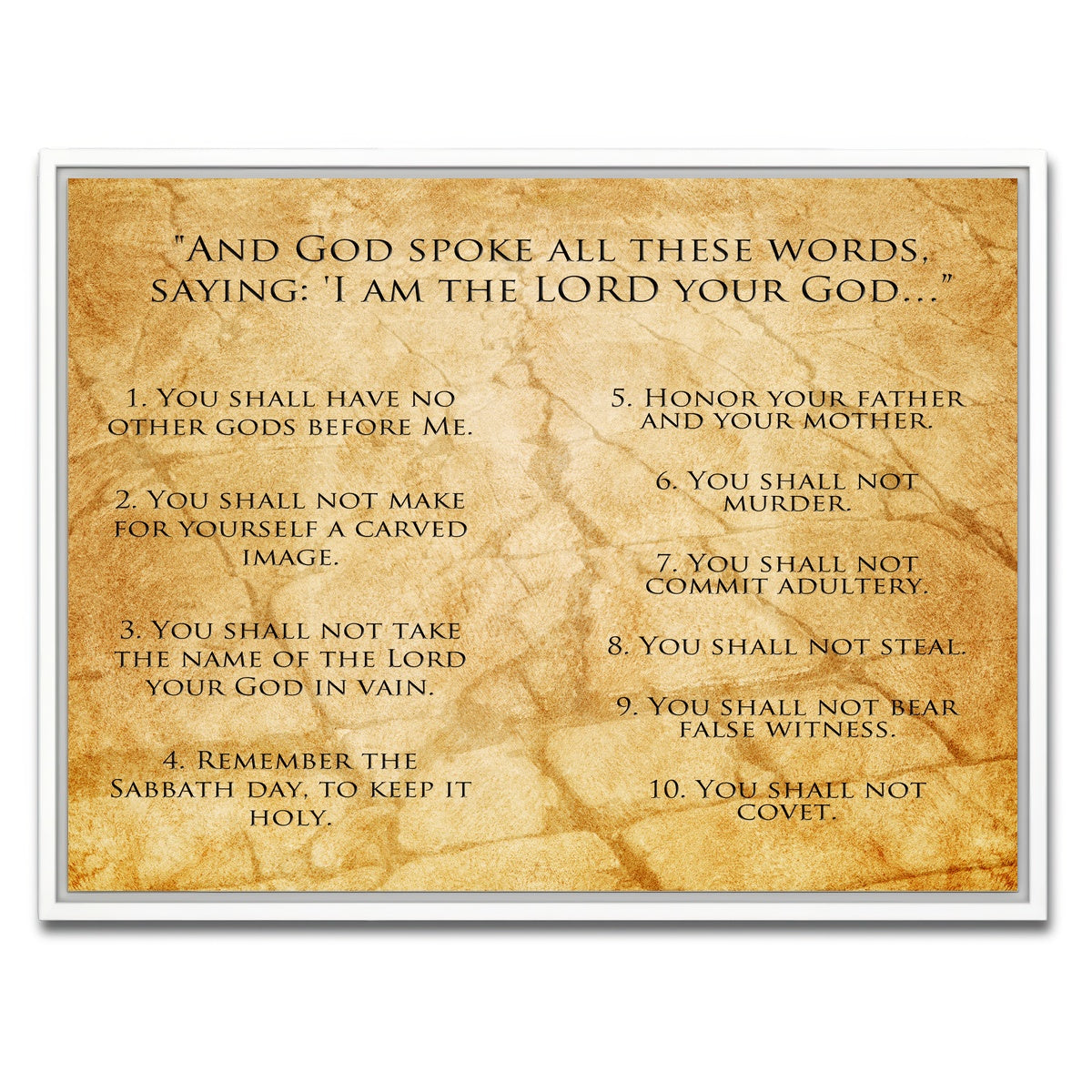 AUTO-MOCKUP WHITE | The Ten Commandments | 1 Piece | White Framed Canvas | group=4x3
