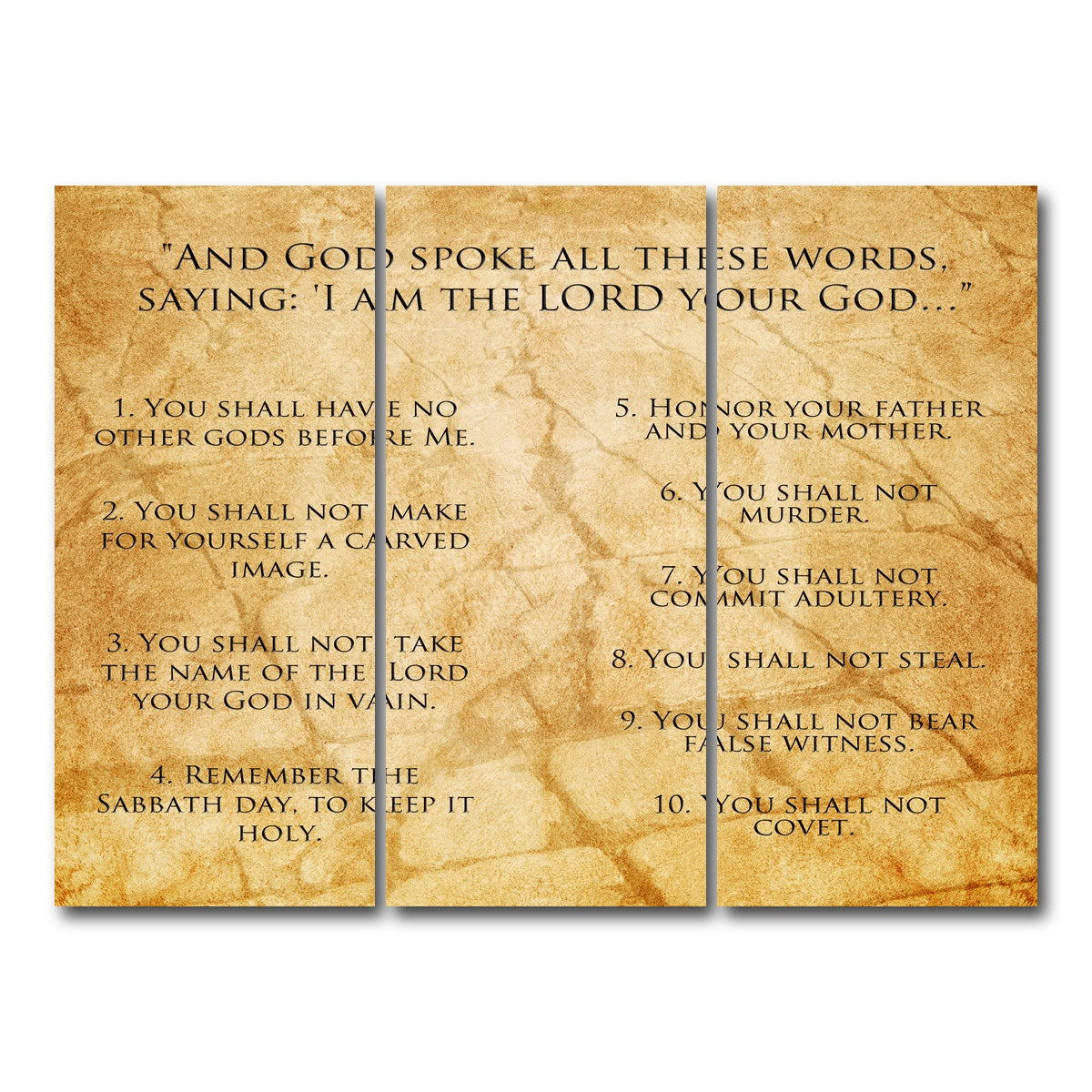 AUTO-MOCKUP WHITE | The Ten Commandments | 3 Piece | Gallery Wrap Canvas | group=8x18