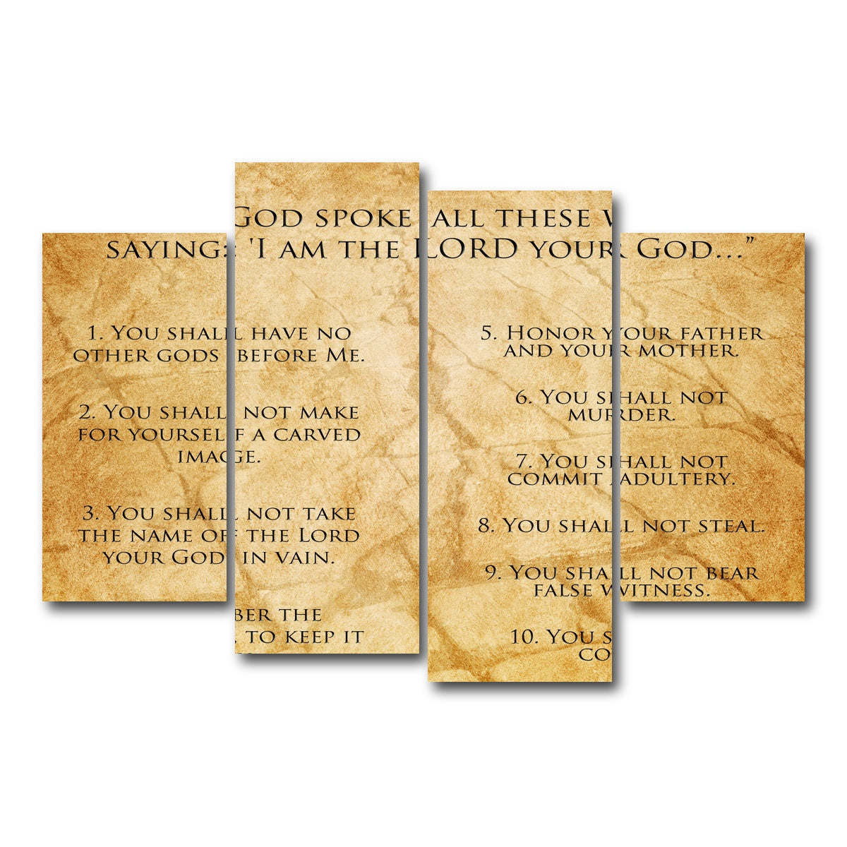 AUTO-MOCKUP WHITE | The Ten Commandments | 4 Piece | Gallery Wrap Canvas | group=4_short