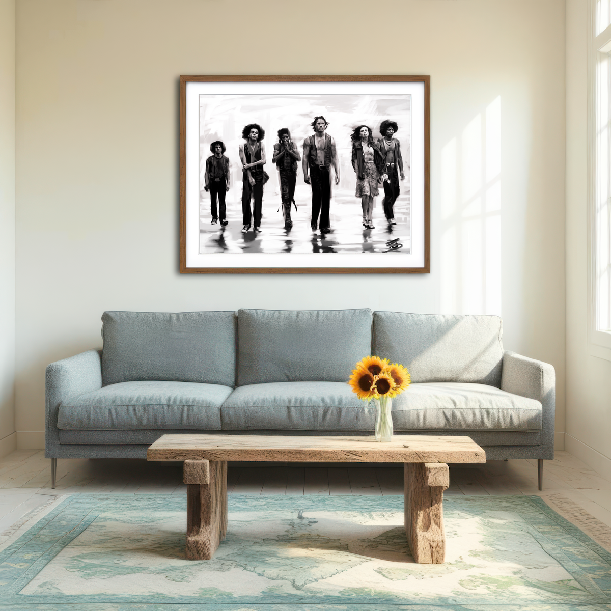 AUTO-MOCKUP ROOM | The Warriors Sketch Wall Art