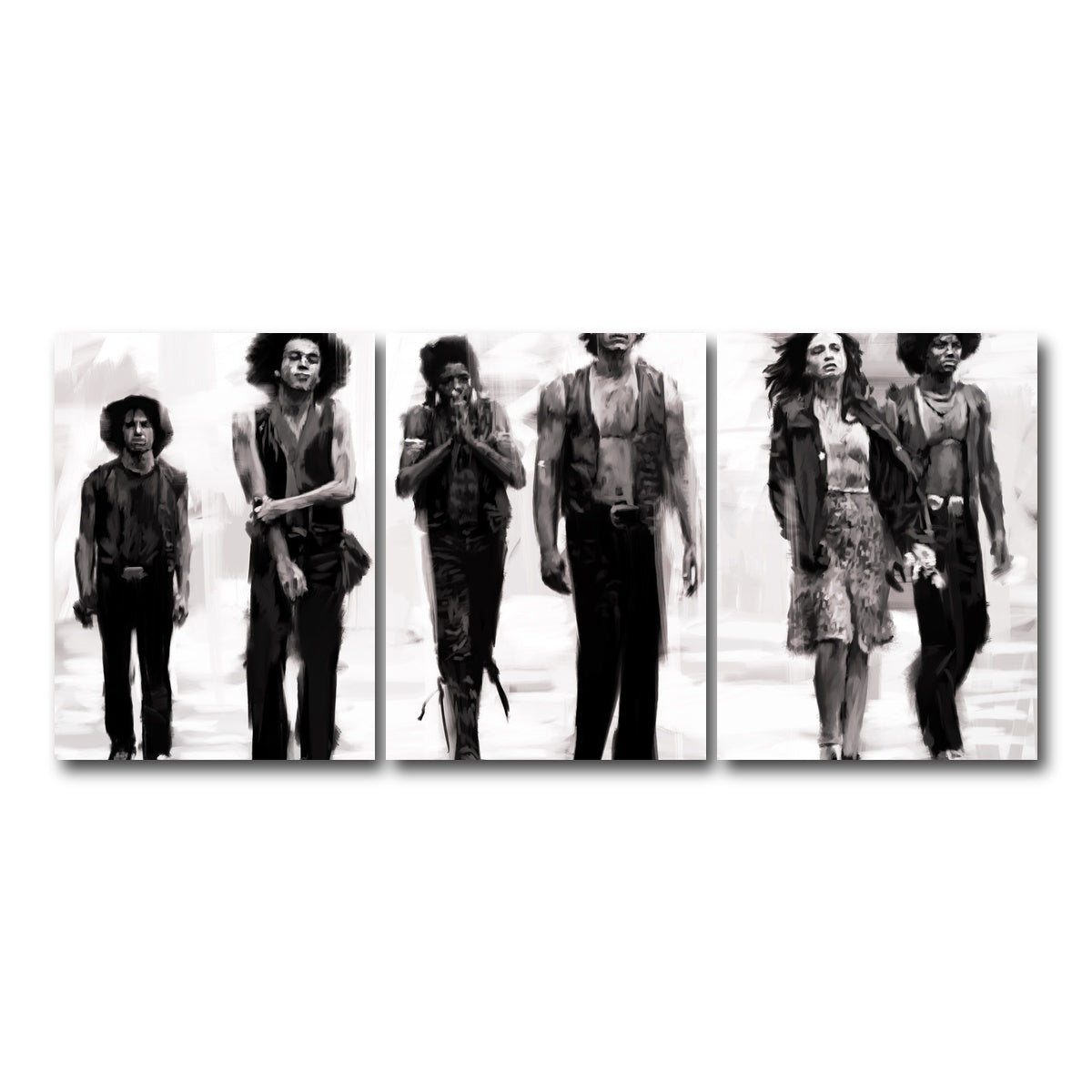 AUTO-MOCKUP WHITE | The Warriors Sketch | 3 Piece | Gallery Wrap Canvas | group=18x24
