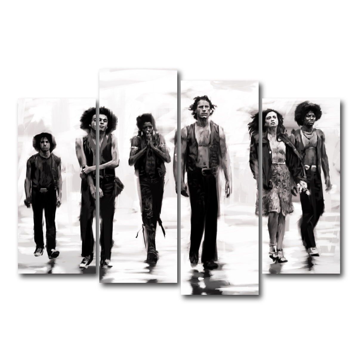 AUTO-MOCKUP WHITE | The Warriors Sketch | 4 Piece | Gallery Wrap Canvas | group=4_normal