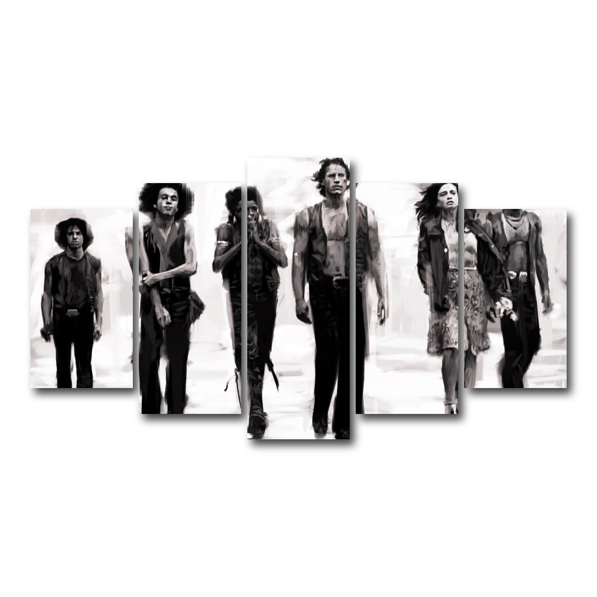 AUTO-MOCKUP WHITE | The Warriors Sketch | 5 Piece | Gallery Wrap Canvas | group=5_normal