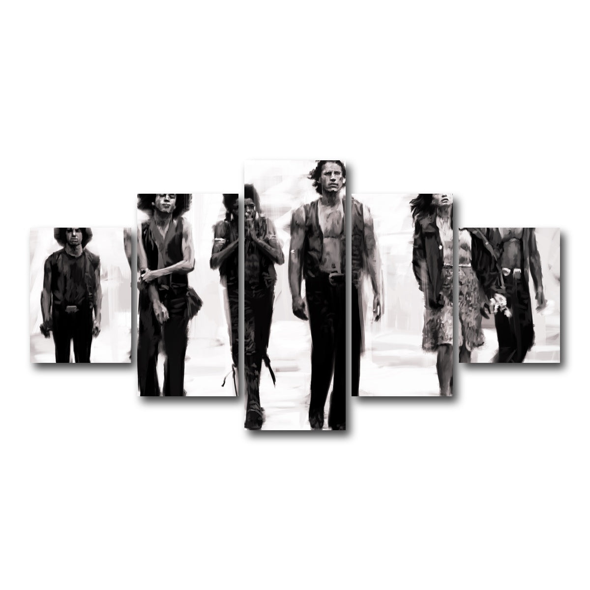 AUTO-MOCKUP WHITE | The Warriors Sketch | 5 Piece | Gallery Wrap Canvas | group=5_short