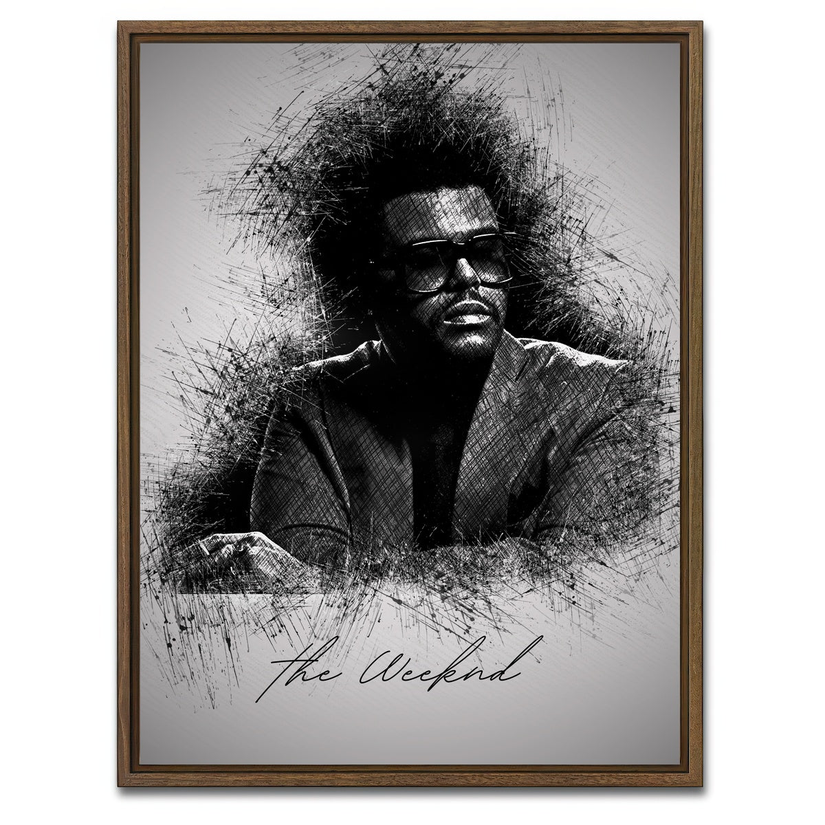 AUTO-MOCKUP WHITE | The Weeknd Shades | 1 Piece | Walnut Framed Canvas | group=3x4