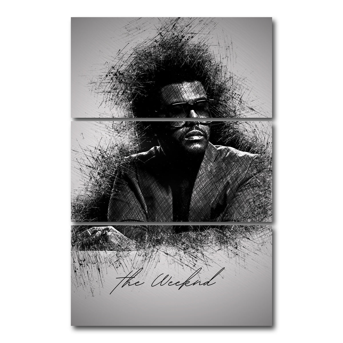 AUTO-MOCKUP WHITE | The Weeknd Shades | 3 Piece | Gallery Wrap Canvas | group=12x24_stacked