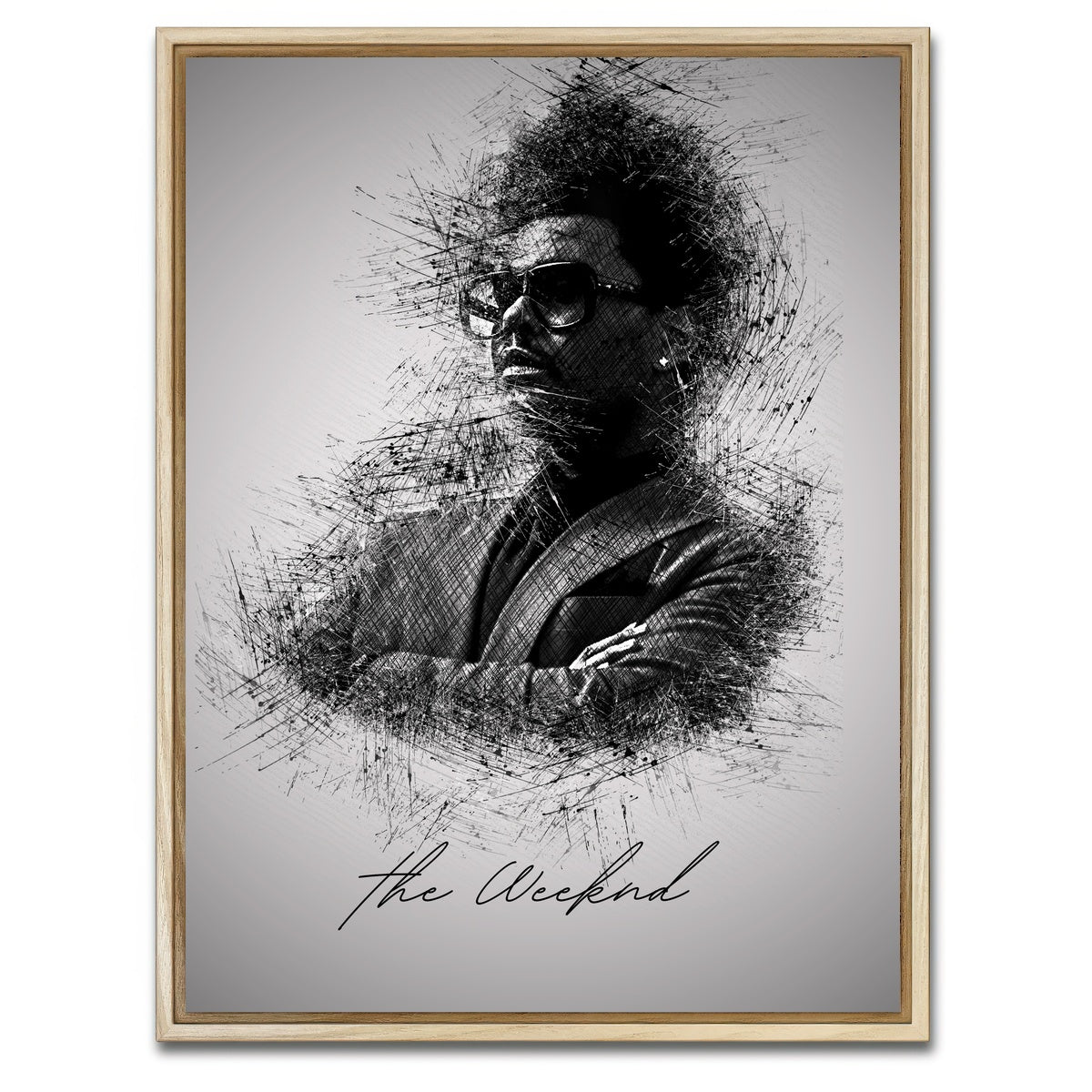 AUTO-MOCKUP WHITE | The Weeknd Sketch | 1 Piece | Natural Framed Canvas | group=3x4