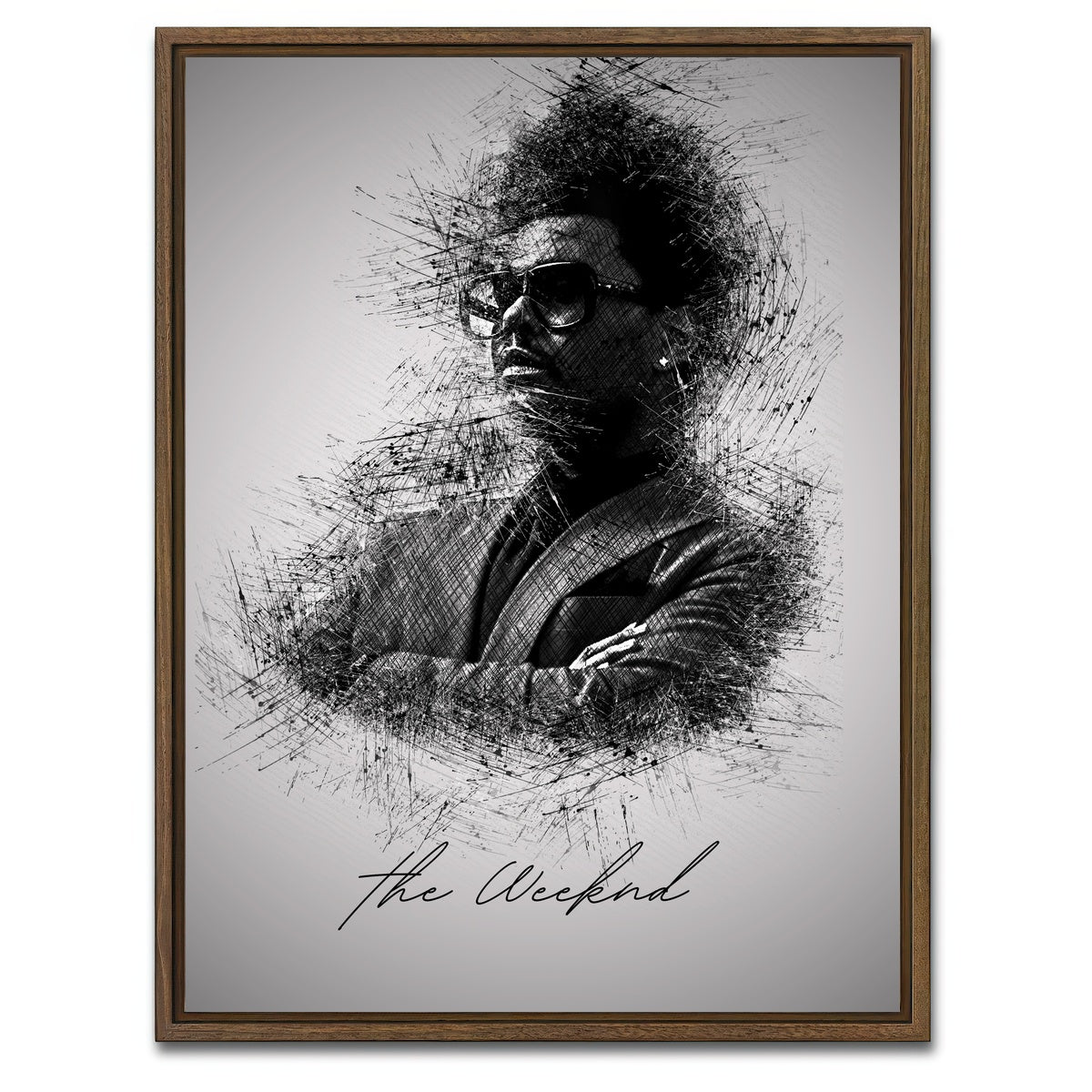 AUTO-MOCKUP WHITE | The Weeknd Sketch | 1 Piece | Walnut Framed Canvas | group=3x4