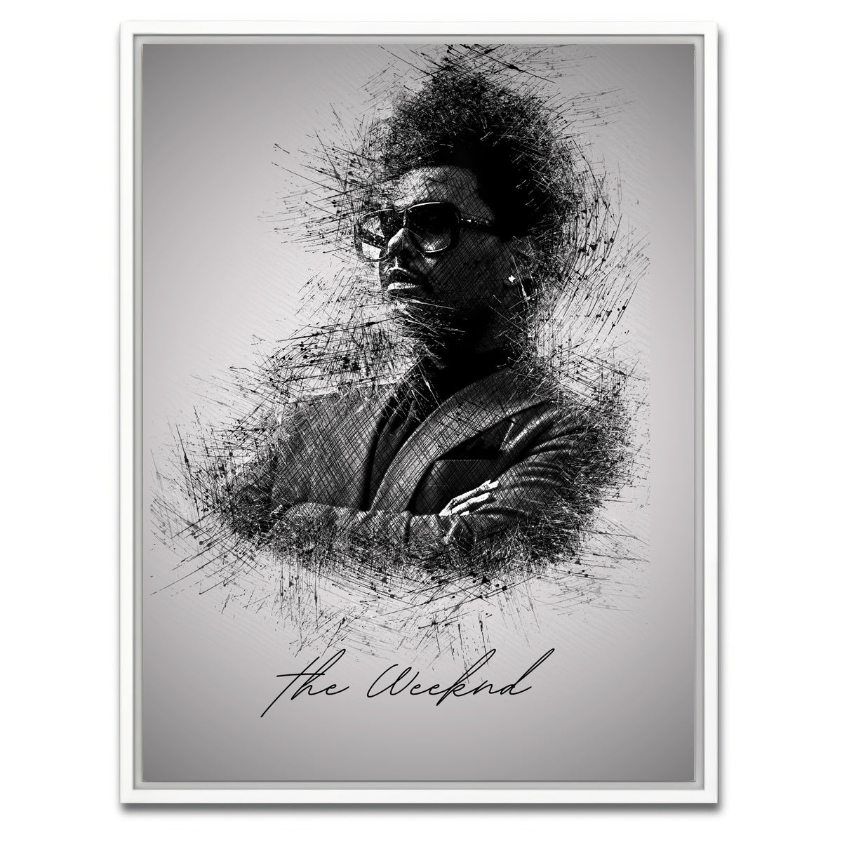 AUTO-MOCKUP WHITE | The Weeknd Sketch | 1 Piece | White Framed Canvas | group=3x4