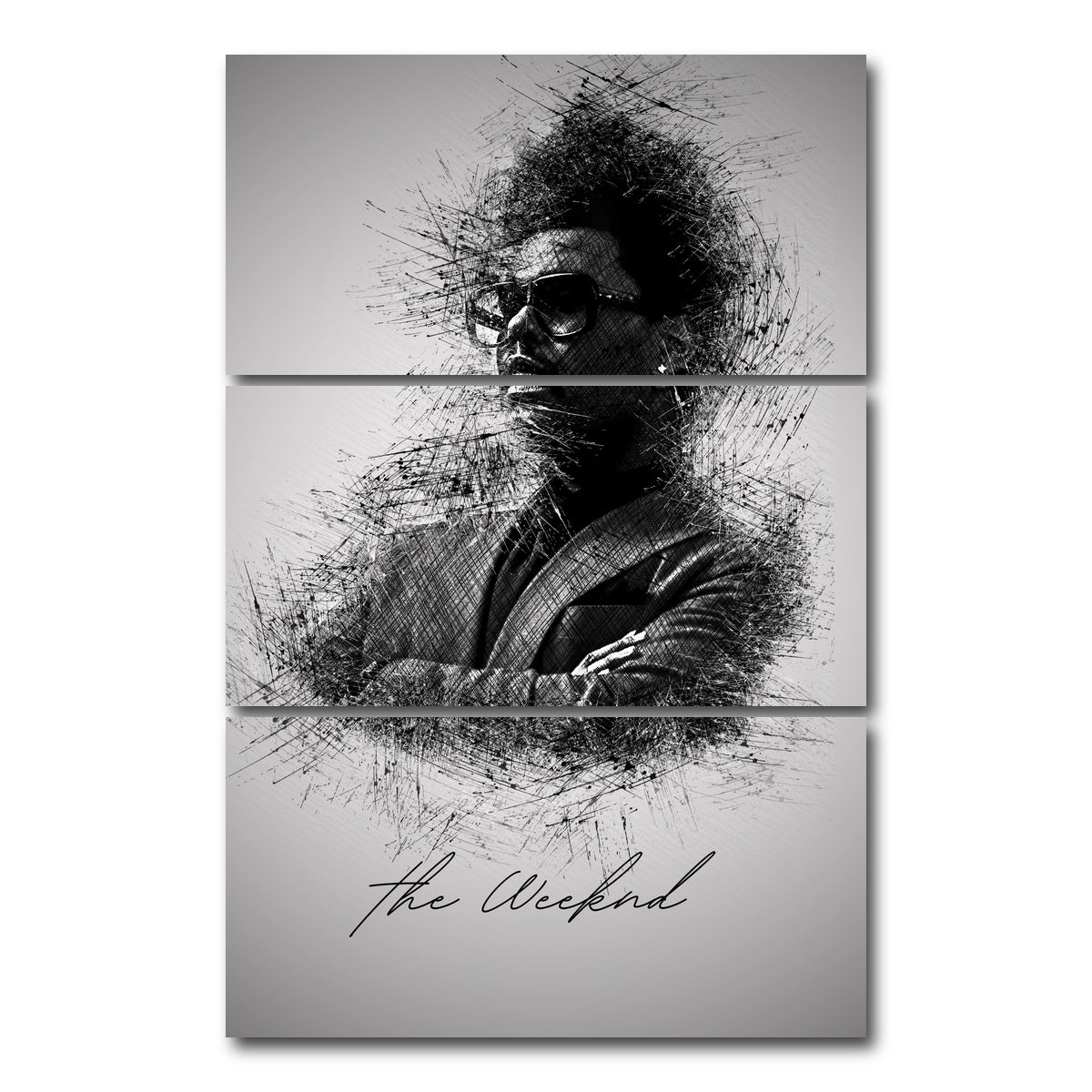AUTO-MOCKUP WHITE | The Weeknd Sketch | 3 Piece | Gallery Wrap Canvas | group=12x24_stacked
