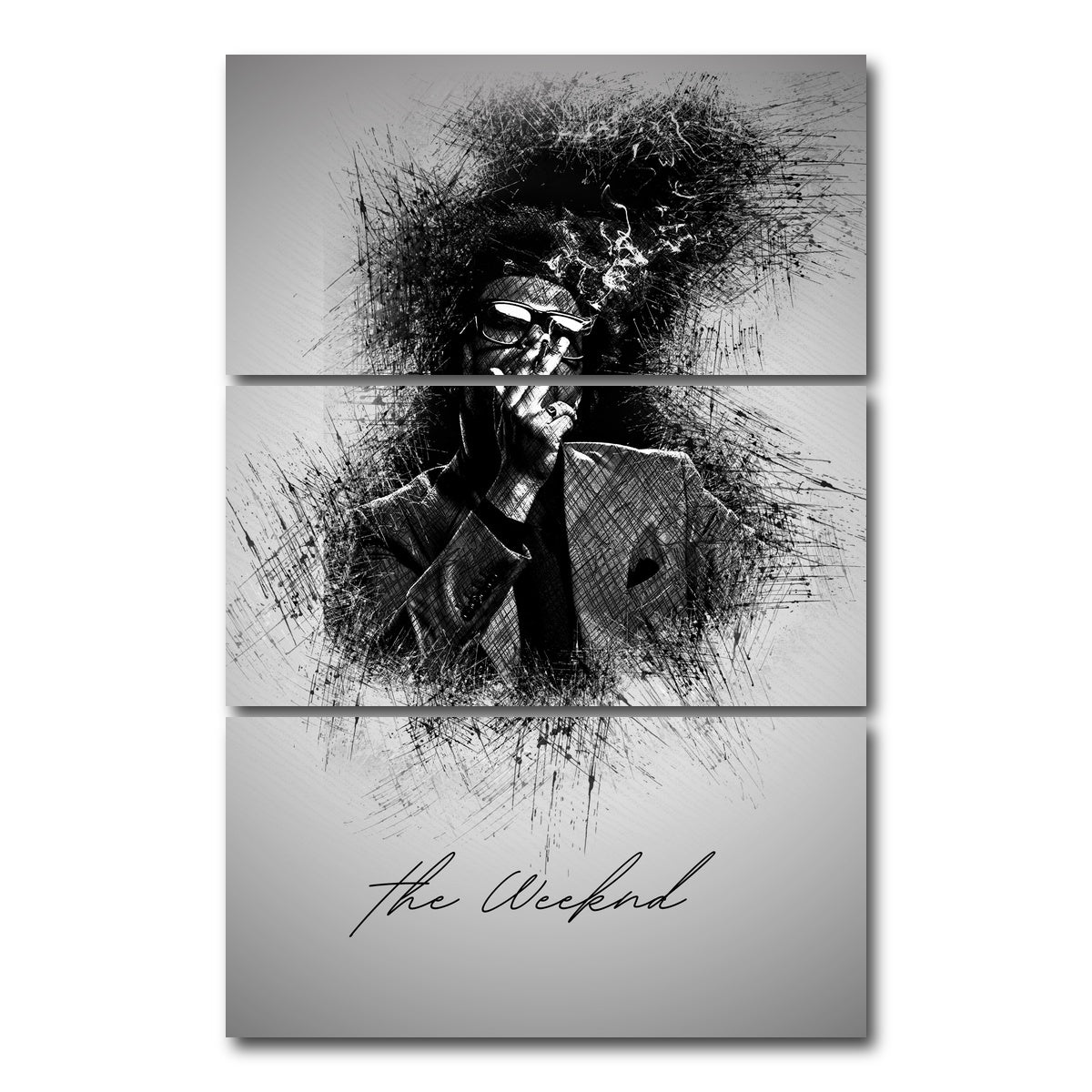 AUTO-MOCKUP WHITE | The Weeknd Smoke | 3 Piece | Gallery Wrap Canvas | group=12x24_stacked