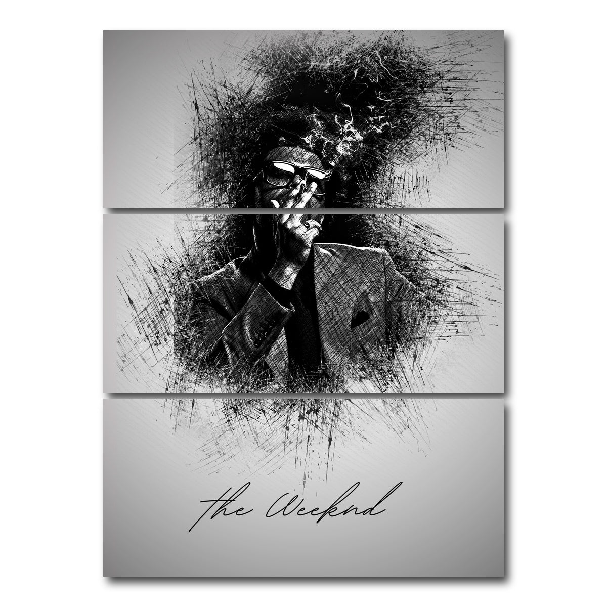AUTO-MOCKUP WHITE | The Weeknd Smoke | 3 Piece | Gallery Wrap Canvas | group=8x18_stacked