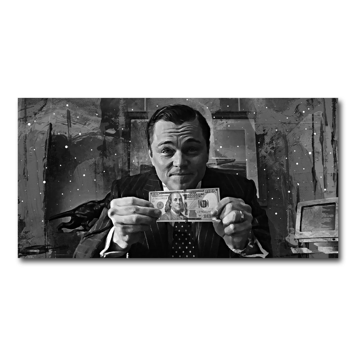 AUTO-MOCKUP WHITE | The Wolf of Wall Street Grayscale | 1 Piece | Gallery Wrap Canvas | group=2x1