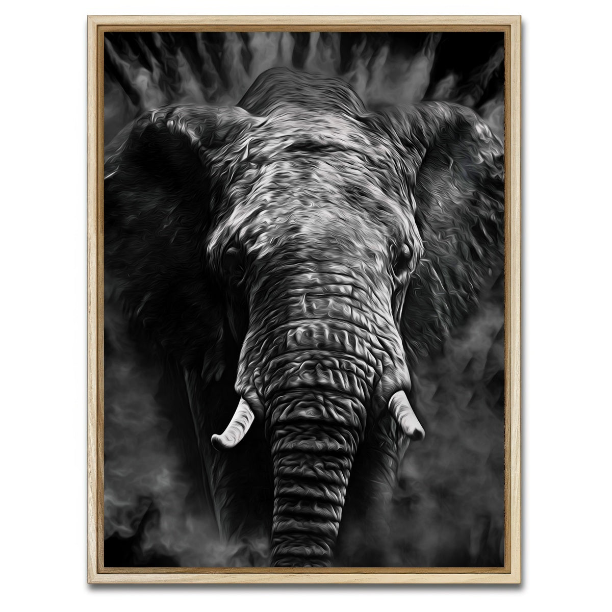 AUTO-MOCKUP WHITE | The elephant | 1 Piece | Natural Framed Canvas | group=3x4