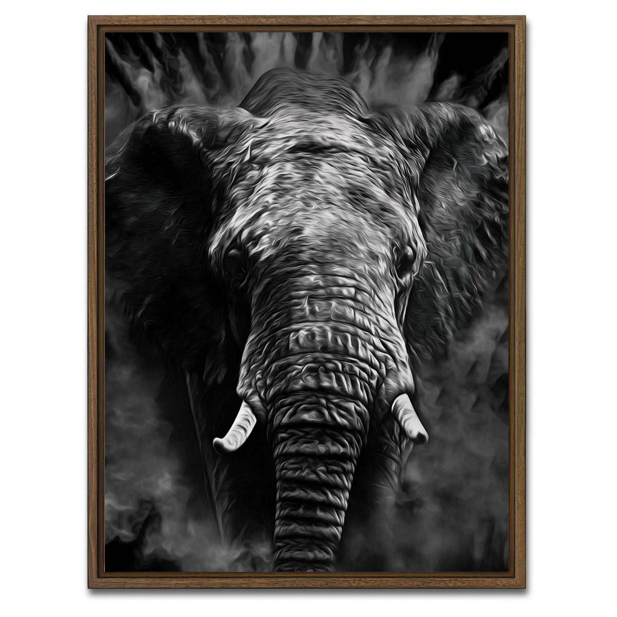 AUTO-MOCKUP WHITE | The elephant | 1 Piece | Walnut Framed Canvas | group=3x4