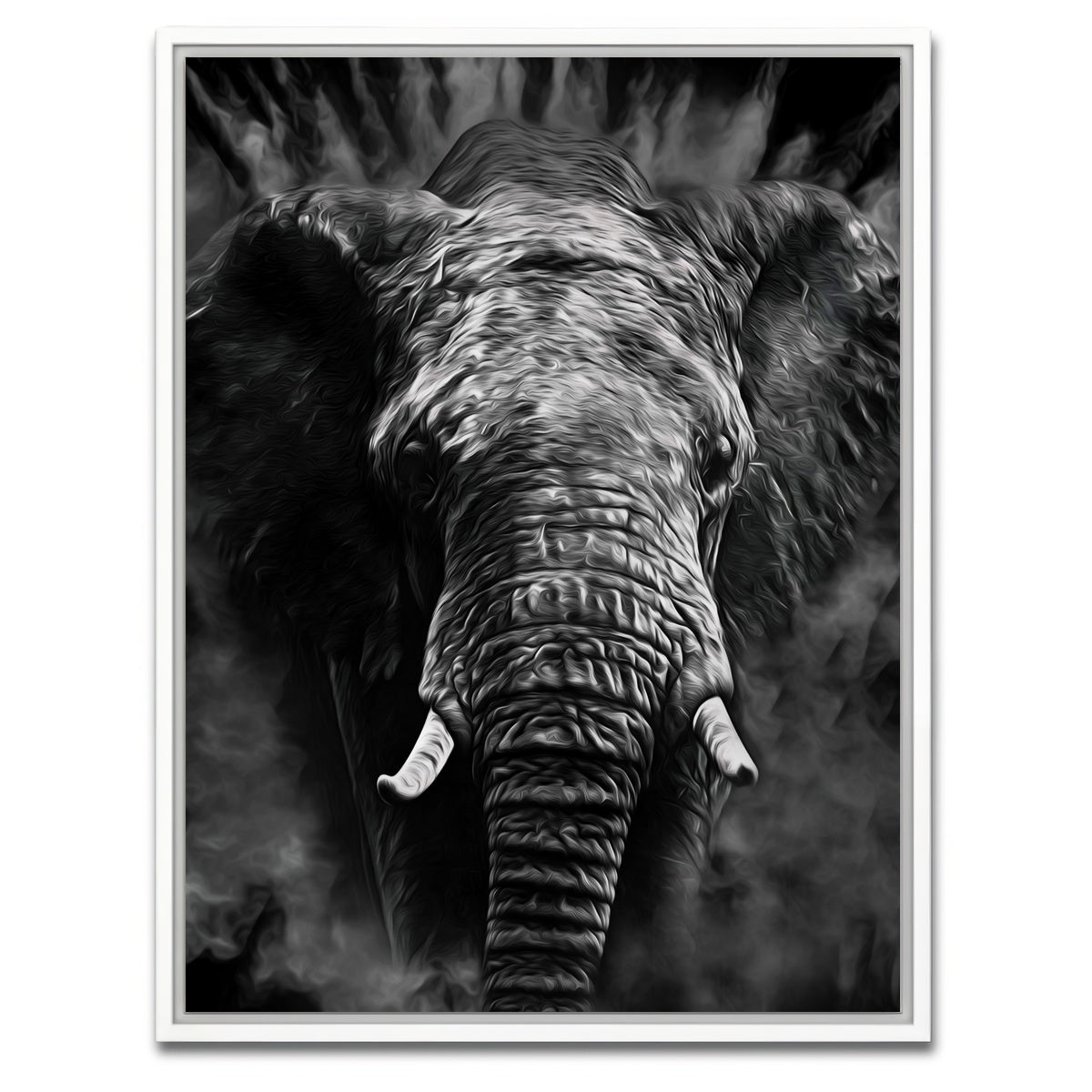 AUTO-MOCKUP WHITE | The elephant | 1 Piece | White Framed Canvas | group=3x4