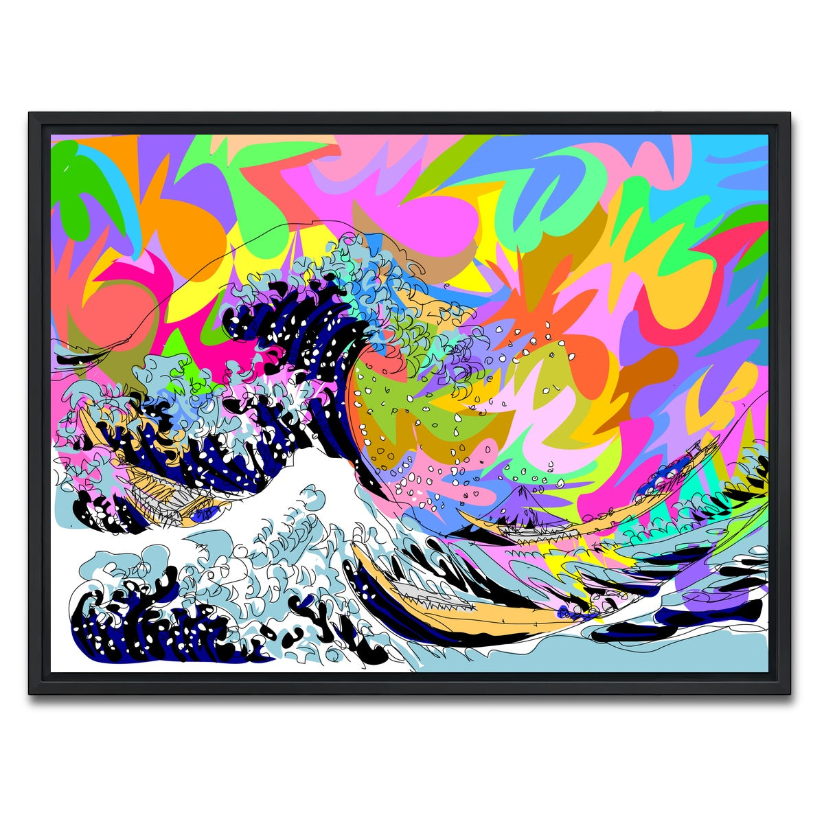 AUTO-MOCKUP WHITE | The great wave | 1 Piece | Black Framed Canvas | group=4x3