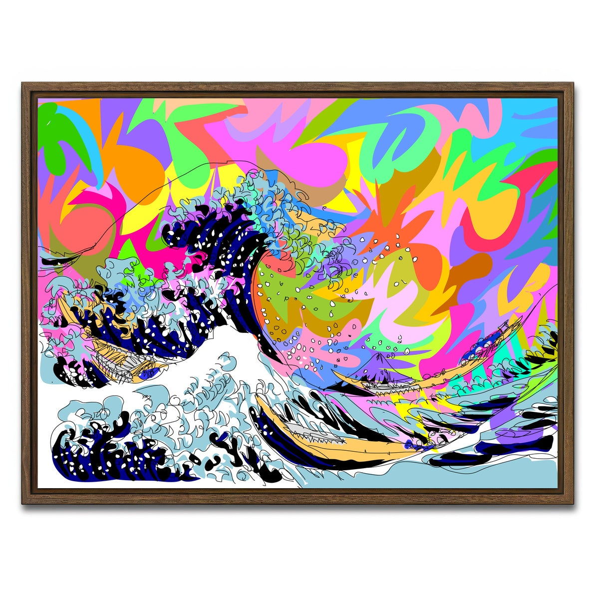 AUTO-MOCKUP WHITE | The great wave | 1 Piece | Walnut Framed Canvas | group=4x3