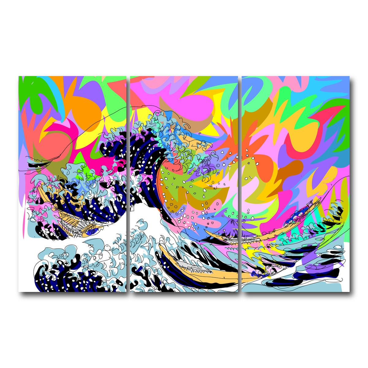 AUTO-MOCKUP WHITE | The great wave | 3 Piece | Gallery Wrap Canvas | group=12x24
