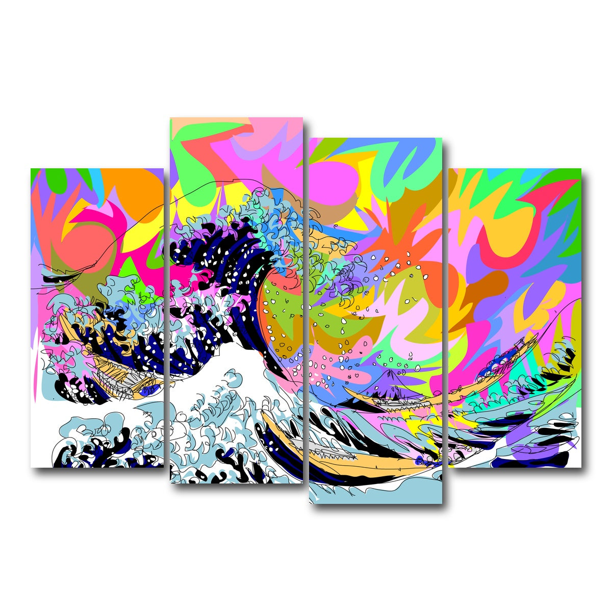 AUTO-MOCKUP WHITE | The great wave | 4 Piece | Gallery Wrap Canvas | group=4_normal