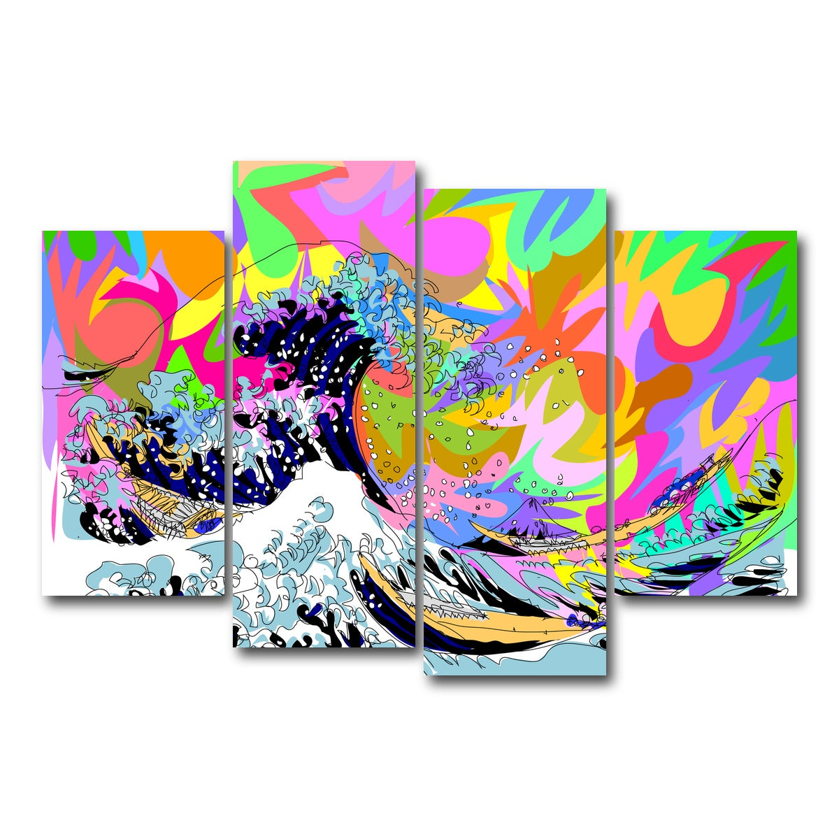 AUTO-MOCKUP WHITE | The great wave | 4 Piece | Gallery Wrap Canvas | group=4_short