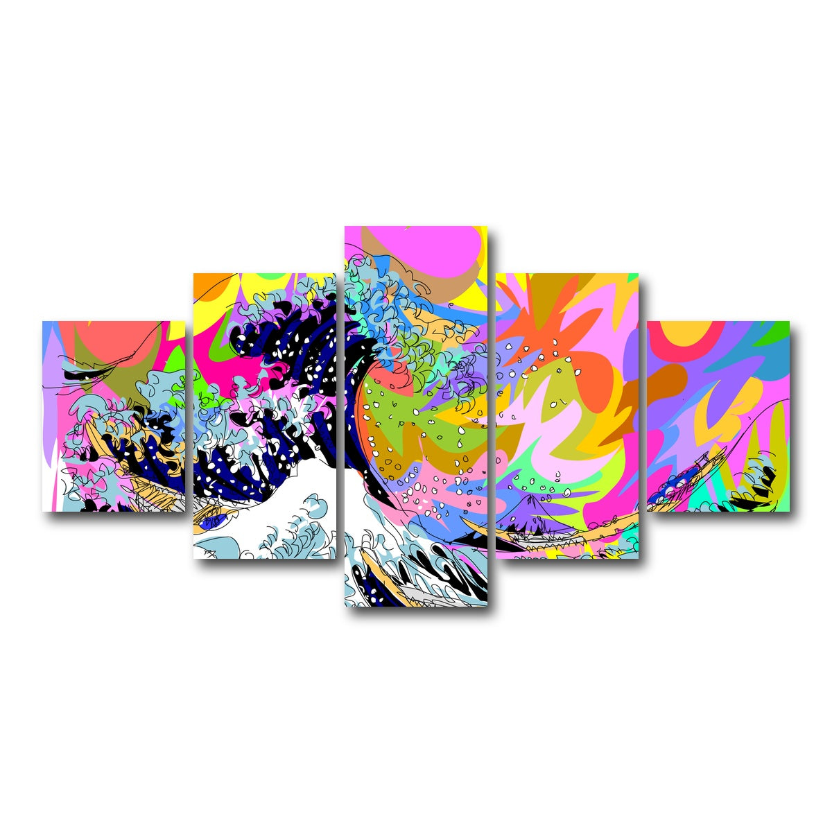 AUTO-MOCKUP WHITE | The great wave | 5 Piece | Gallery Wrap Canvas | group=5_short