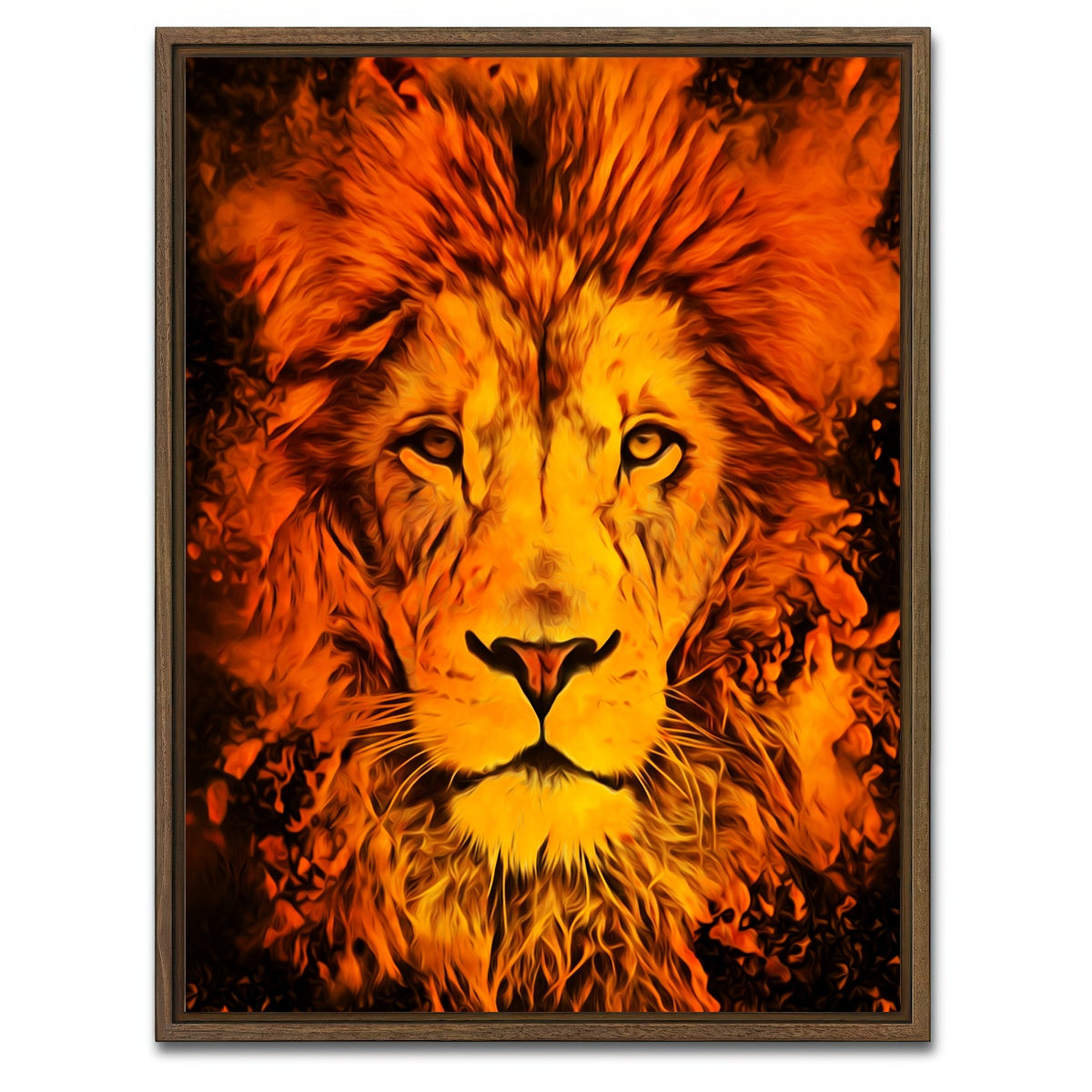 AUTO-MOCKUP WHITE | The lion | 1 Piece | Walnut Framed Canvas | group=3x4